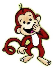 monkey jungle fabric applique iron on not embroidered 3.5 inch