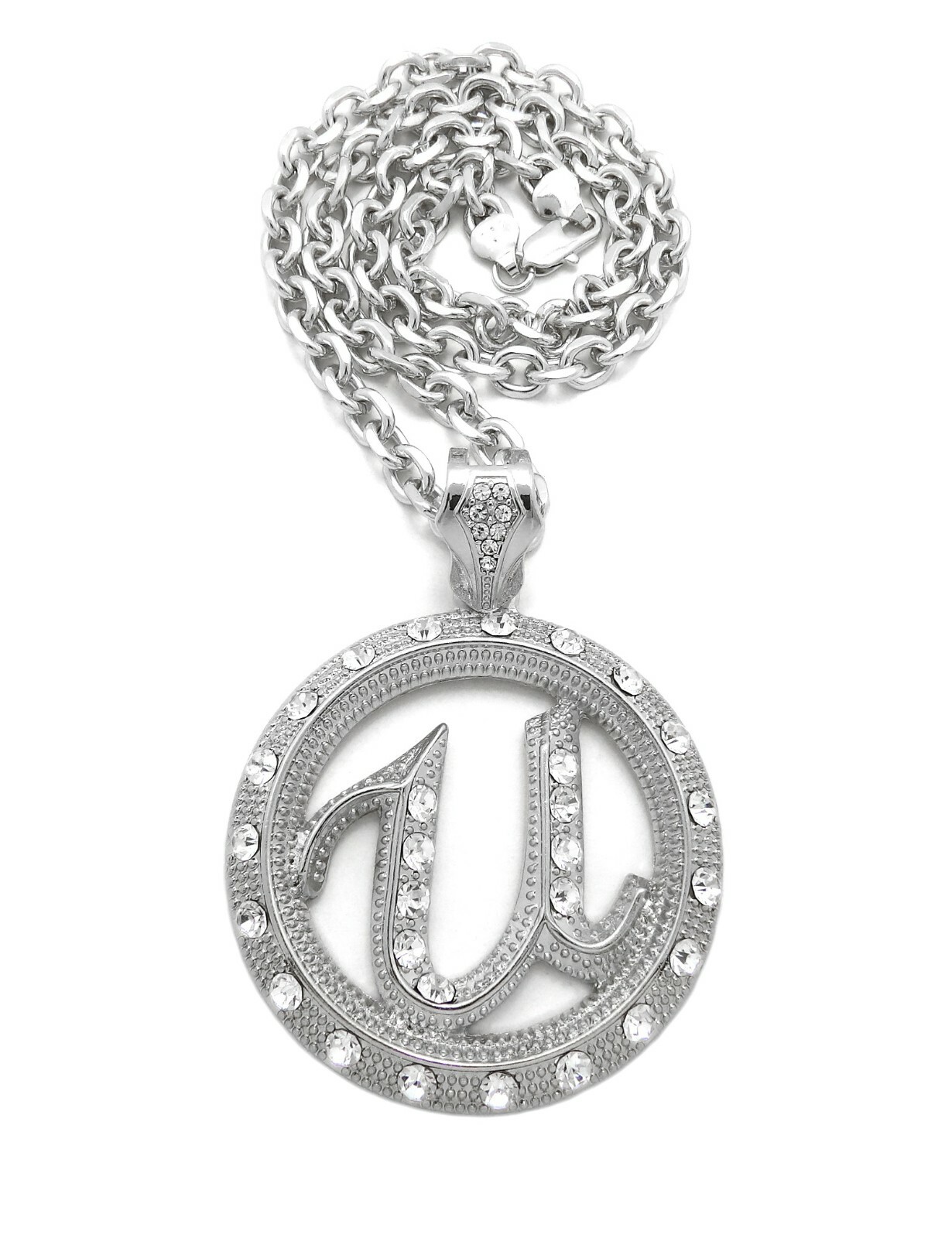 Hip Hop Usher U Pendant 7mm/18",20",24",30" Link Chain Fashion Necklace