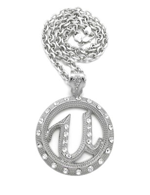 Hip Hop Usher U Pendant 7mm/18'',20'',24'',30'' Link Chain Fashion Necklace XZP116