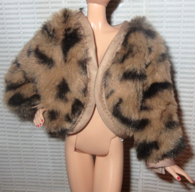 COAT FAUX FUR BROWN ANIMAL PRINT CROP JACKET 11.5'' MODEL MUSE MADE TO MOVE DOLL