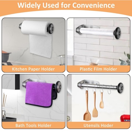 Paper Towel Holder for Kitchen - Adjustable Length, Self-Adhesive or Drill Mount - Picture 6 of 7