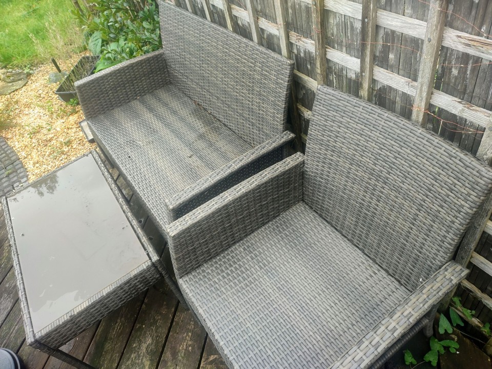 Rattan Garden Furniture Sofa Chair And Coffee Table eBay