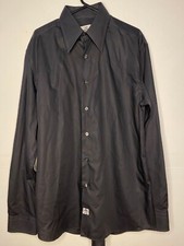 Vintage 1990s ALEA Mens Shiny Black Long Sleeve Dress Shirt Sz L-XL