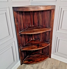 Retro Corner Shelving Unit Vintage Indian Hardwood Solid Wooden Shelf / Shelves