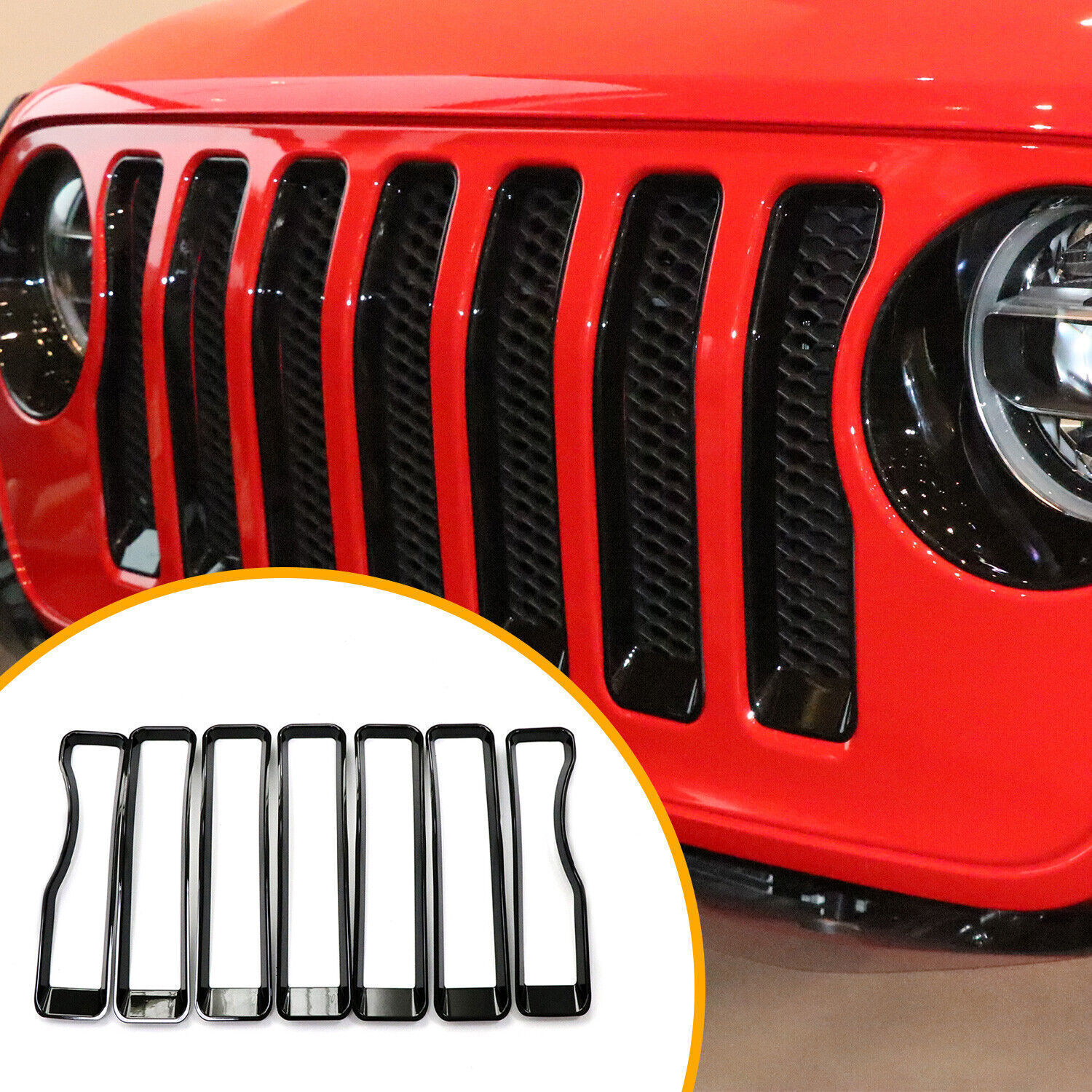 Black Grille Insert Ring Cover Trim for Jeep Wrangler JL 2018+