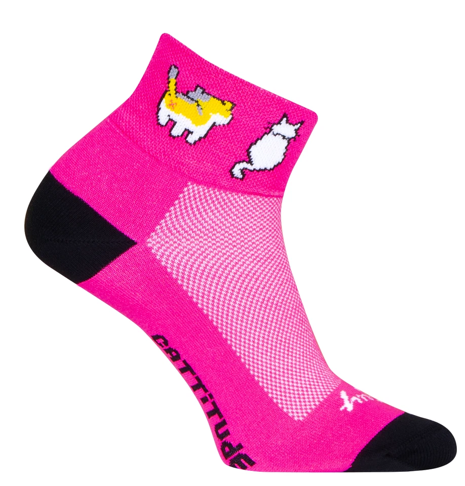 Socks - SockGuy - Cattitude Pink S/M Women's 2" Cycling/Running NEW - Image 2 of 4