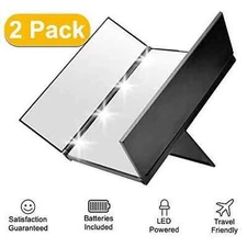 2-Pack Portable Makeup Vanity Mirror | Cool White LEDs | Folding - Travel Sized