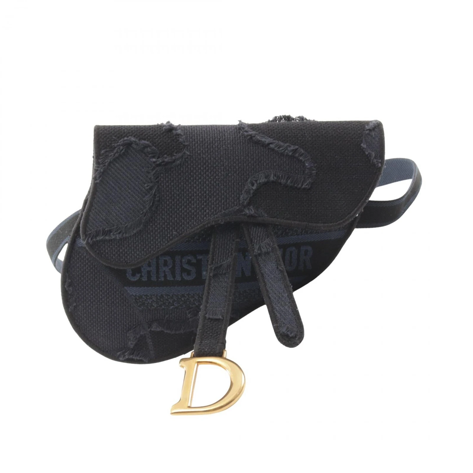 Christian Dior Sacoche ceinture fesses selle taille S5632CWAH toile marine occasion jacquard