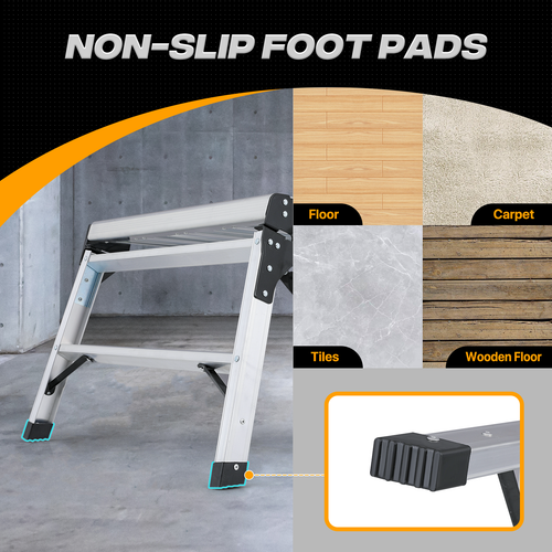 Aluminum Work Platform Ladder 330lb Non-slip Foot Pad Folding Drywall Step Stool - 第 7/10 張圖片