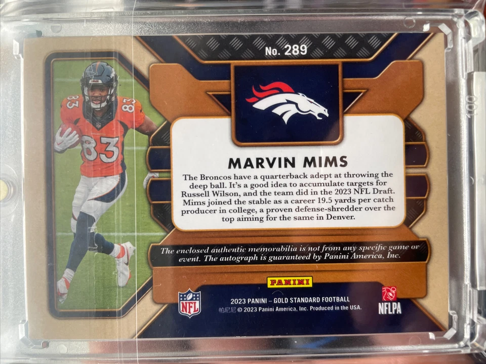 2023 GOLD STANDARD MARVIN MIMS Rose Gold RPA /24 Triple Patch Duel Color - Image 2 of 3