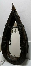 Pferdekummet verspiegelt Leder Eisen Messingbeschlagen Flurspiegel um 1900 rar.