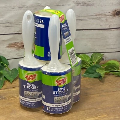 SCOTCH-BRITE 3M Scotch Brite Go Beyond Lint Hair Cleaning Rollers 5 Pack 95 Sheets 475 Total