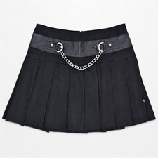 Royal Bones Daang Skirt Mini Pleated Small Black Y2K Goth Punk Emo Hot Topic