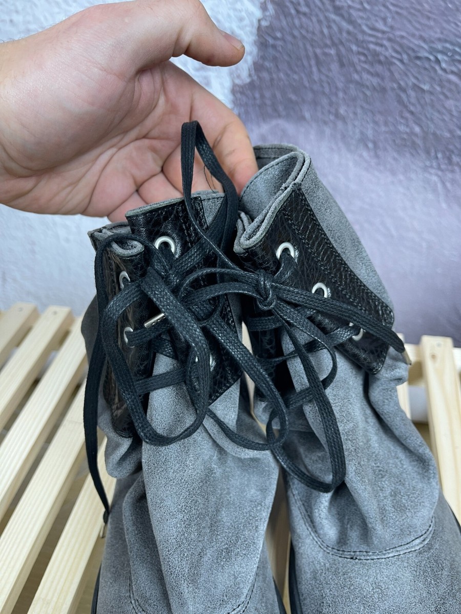 Vivienne Westwood Sack Men's Gray Ash Leather Lace Up Boots