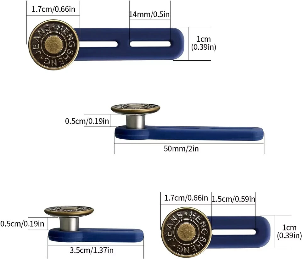 Estensione Vita Jeans E Gonne - Bottone In Metallico Comodo Per Allargare La Cintura - Foto 5