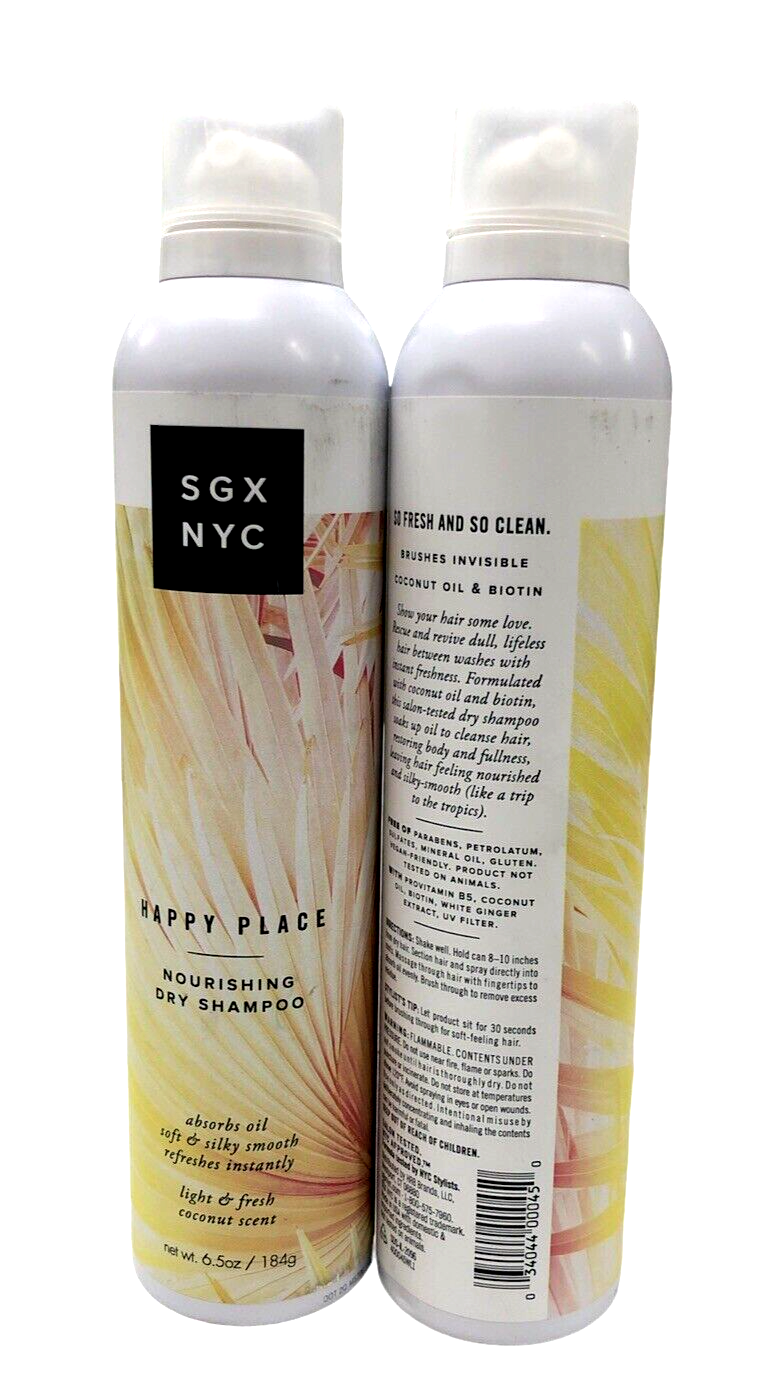 2 6.5 oz Cans of SGX NYC Dry Touch NOURISHING Dry Shampoo COCONUT