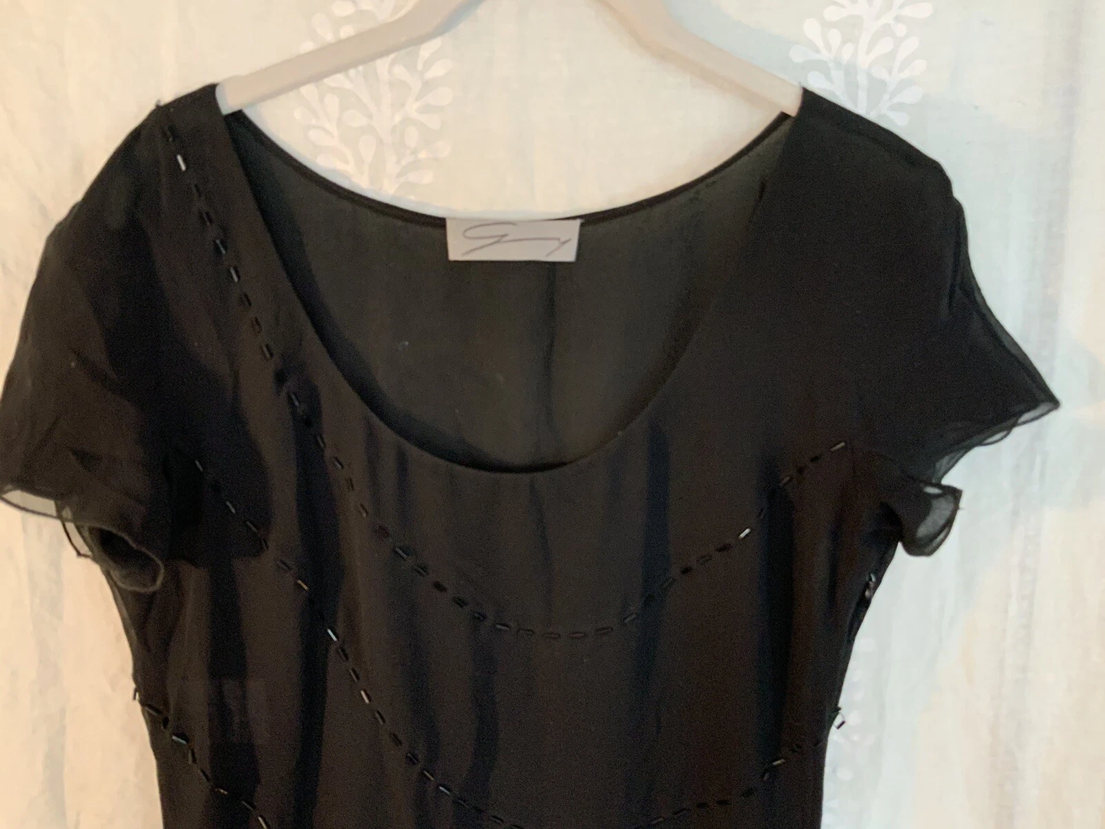 Genny abito vintage trasparente di Gianni Versace con perline nero 8