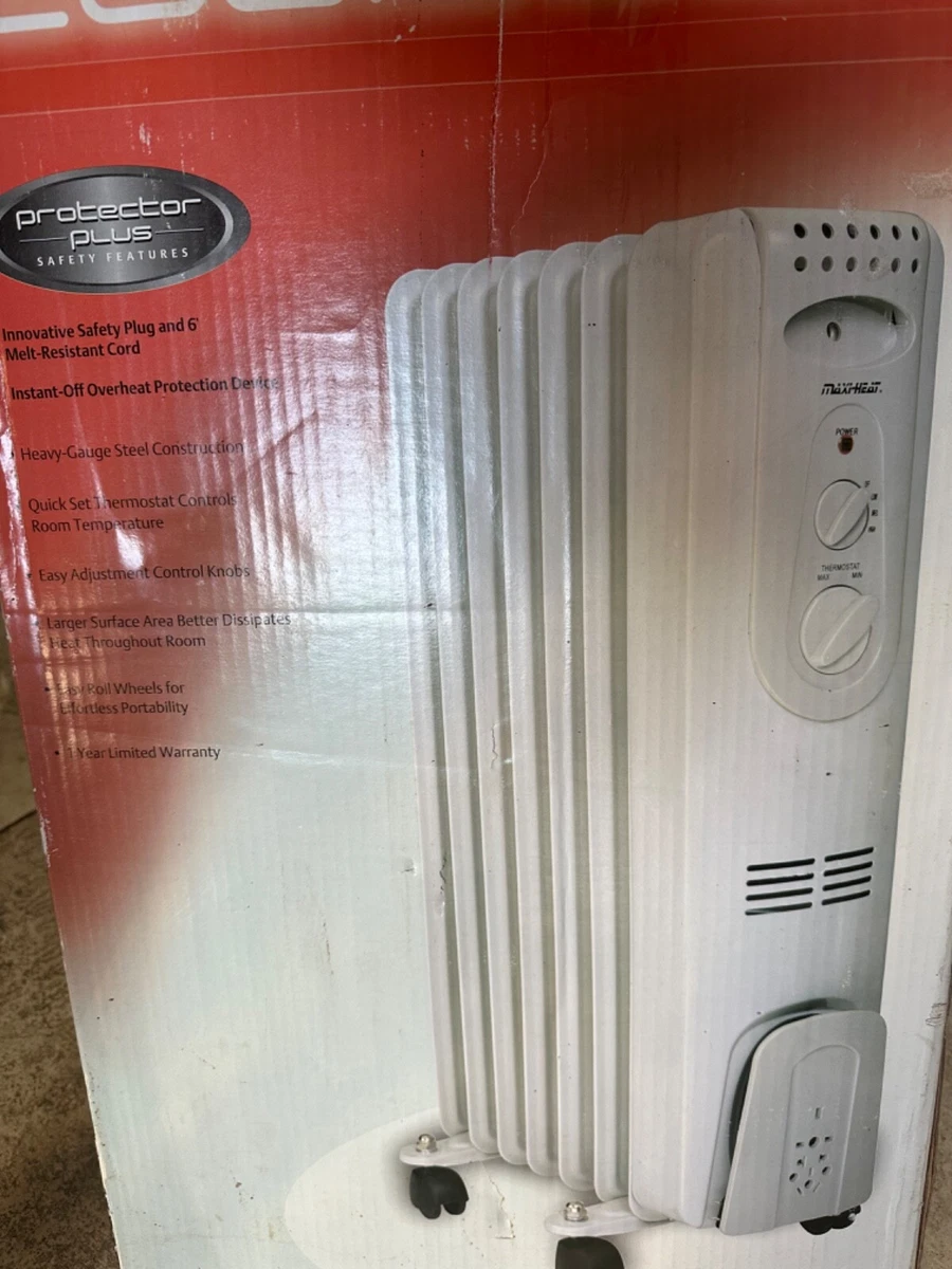 New 1500 Watts Electric 7 fin Oil Filled Radiant Portable Heater White  maxi-heat | eBay