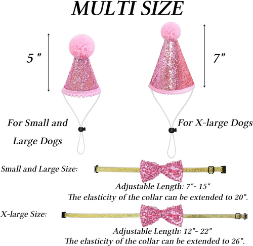 Dog Birthday Outfits, Multi Size Dog Birthday Hat Dog Birthday Girl Bandana Bow - Picture 4 of 12