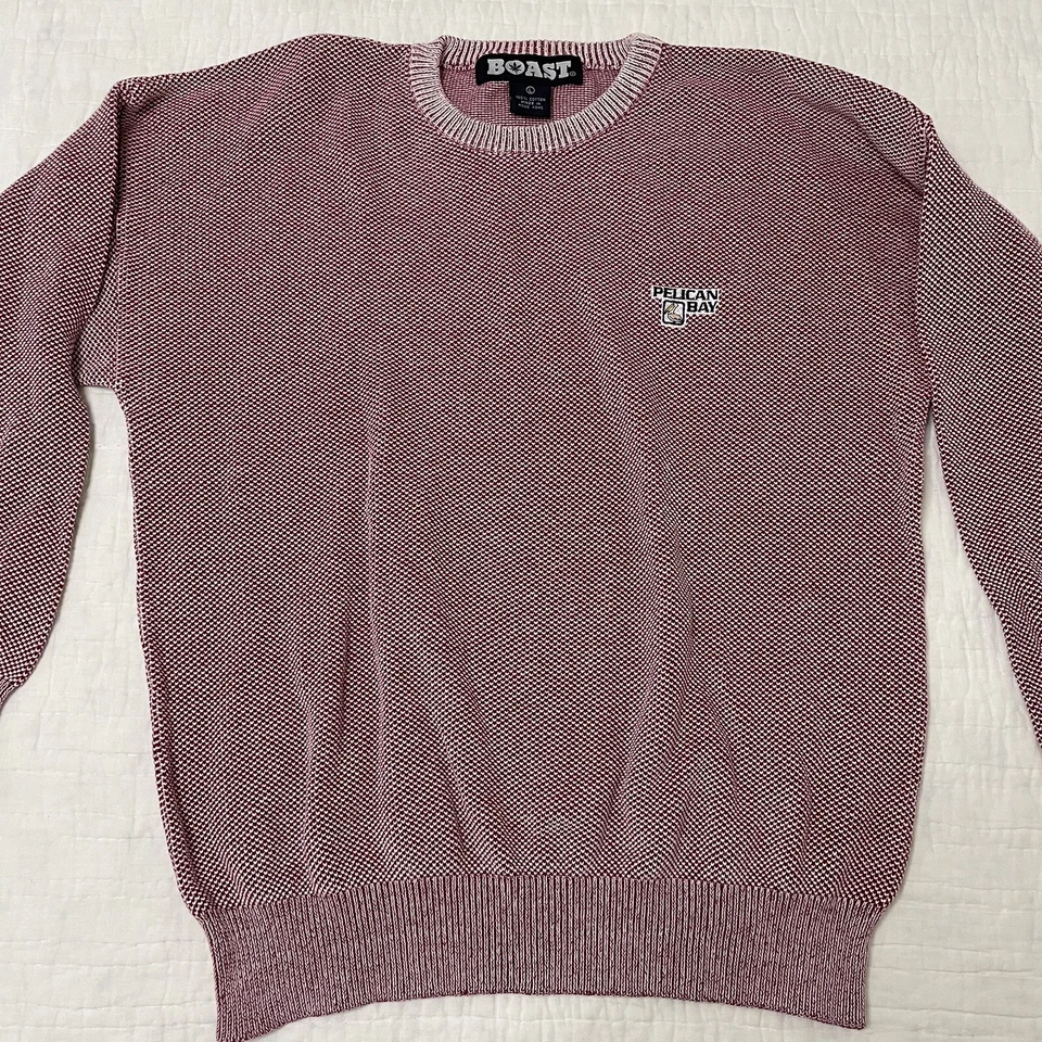 Suéter Pullover Para Hombre Boast Pelican Bay Tejido Rojo Blanco Algodón Talla L Usado en Excelente Condición Crew Foto 2 de 4