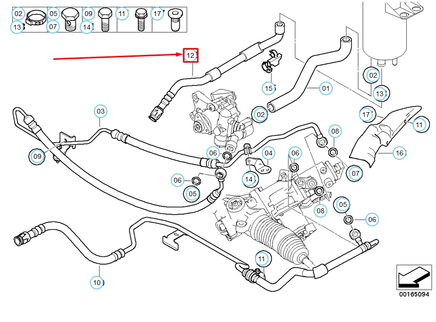 NEW BMW 5 E60 POWER STEERING RADIATOR RETURN HOSE 32416767423 