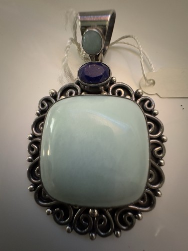 VTG Suarti Bali BA Pendant 925 Sterling Blue Chalcedony & Lapis - 第 2/5 張圖片