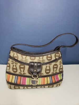 Etienne Aigner Signature Horseshoe A Logo Handbag Shoulder Bag Purse Multi  Color