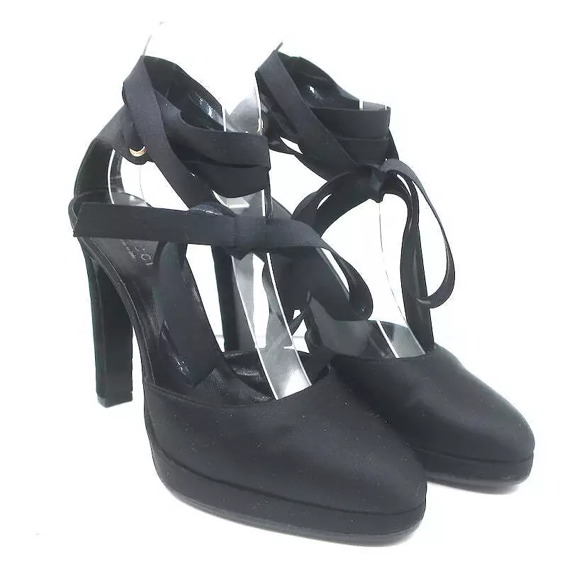 Escarpins plate forme vintage Gucci noir satin taille 8