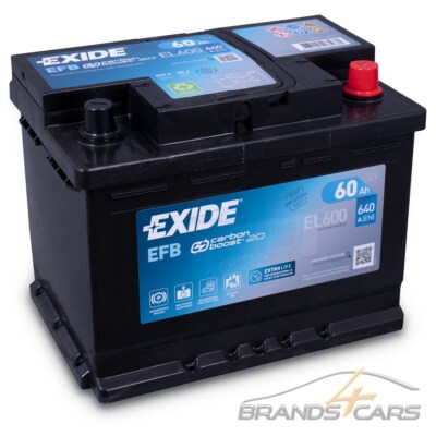 EXIDE AUTOBATTERIE 12V 60Ah STARTERBATTERIE 640A EL600 EFB START STOPP