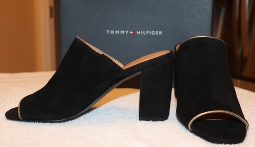 Ladies Tommy Hilfiger Black Suede "TW Sayna" Open Toe Heels size 6M - Picture 4 of 11