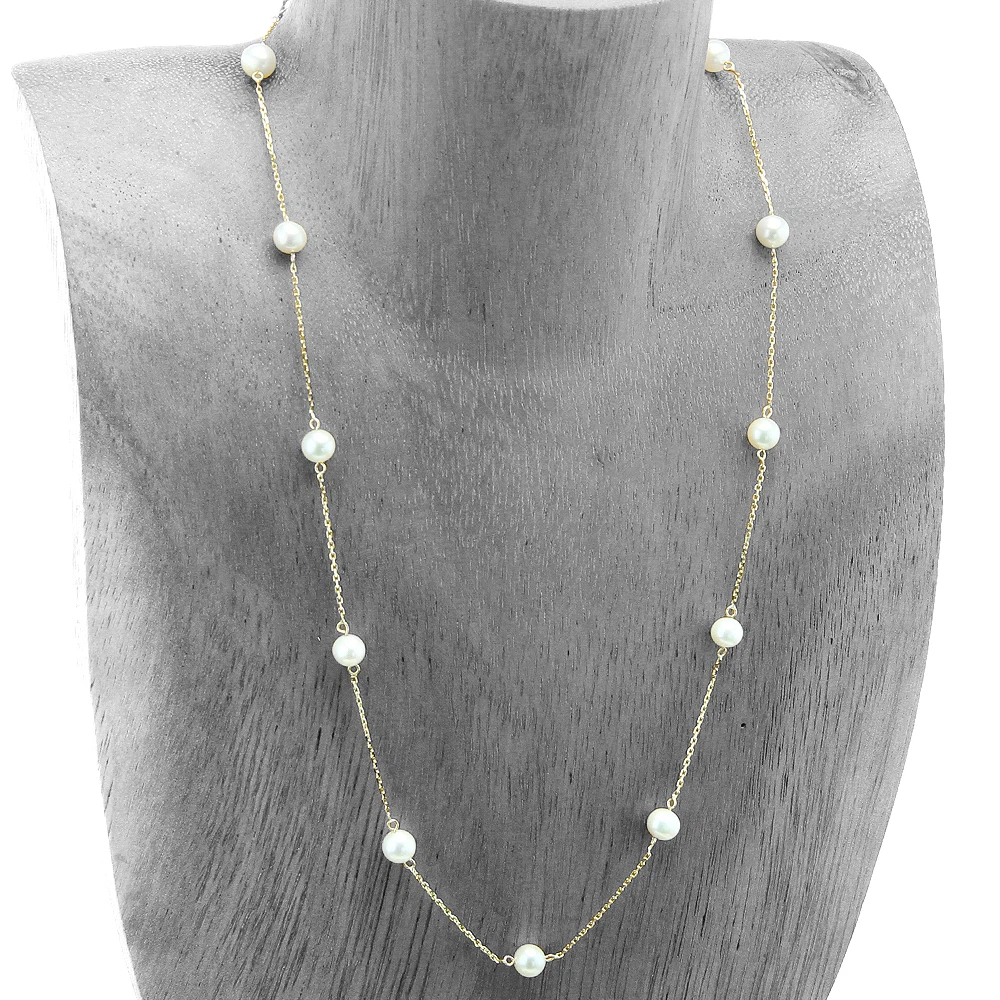 Tin cup pearl cheap necklace yellow gold