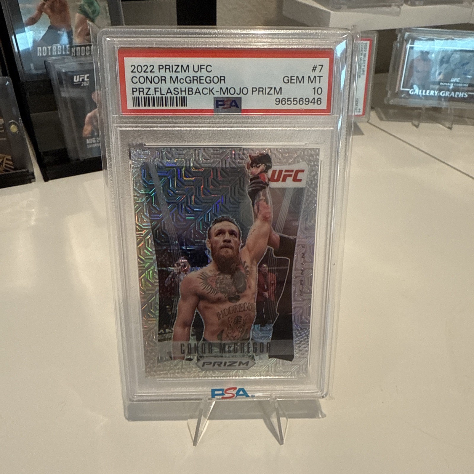 2022 Panini Prizm UFC Conor McGregor Flashback Mojo Prizm #4/25 PSA10 view 2
