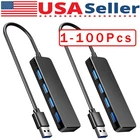 4 Port USB 3.0 Hub Splitter Multi Adapter 5Gbps High Speed PC Desktop Laptop Lot