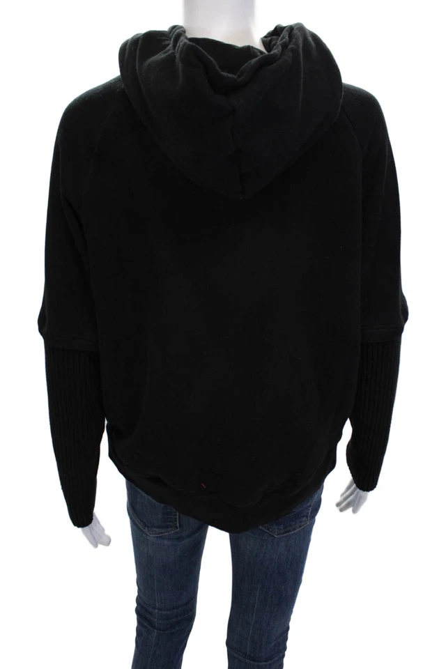 Sudadera con Capucha Desigual Mujer Negra Gráfica Dibujos Animados Manga Larga Talla S Foto 3 de 4