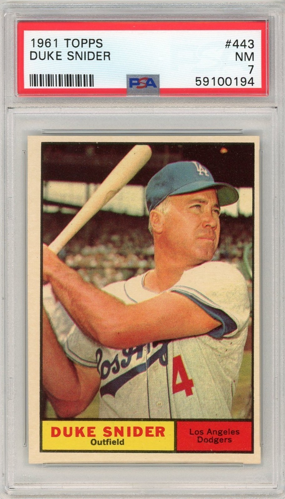 1961 Topps Duke Snider #443 PSA 7 P1455
