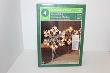 Holiday Time 4-Count Snowflake Pathway Marker Lights Clear White Wire In/Outdoor