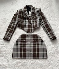 NWT Adidas x Ivy Park Halls of Ivy Plaid Cropped Jacket  Skirt  L