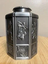 Chinese Silver Copper Handmade Exquisite Eight Immortals Pattern Tea Caddy