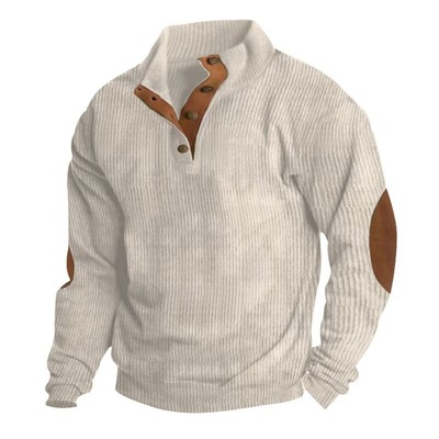 Herren Langarm Casual Sweatshirt Colorblock Cord Pullover DE