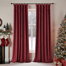 Velvet Blackout Curtains with Hooks - Elegant Black Design