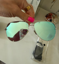 Quay High Key Aviator Sunglasses - Color Blue/Silver Reflective Lens