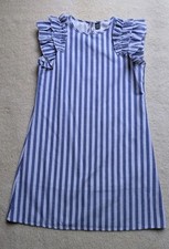 SHEIN Striped VNeck Fluttter Cap Sleeve Lined Dress. Blue/White Sz XS/2