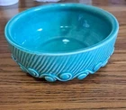 Vintage McCoy Pottery Aqua/Teal/Turquoise Wave Knob Bowl Bulb 7" Planter