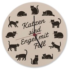 Katzen sind Engel mit Fell Wanduhr aus MDF