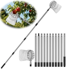13.8 FT Fruit Picker Tool with Stainless Steel Pole & Soft Basket – Adjustabl...