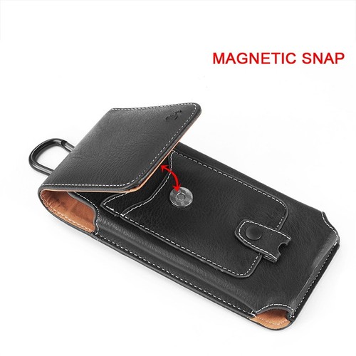 For LG Q6A Black Card Pocket Wallet Belt Clip Holster Phone Pouch Case Cover - Picture 4 of 8