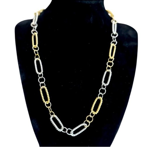 Bijoux Terner Gold & Silver Figaro Chain Necklace Large Link Mixed Metal Signed - Picture 8 of 8