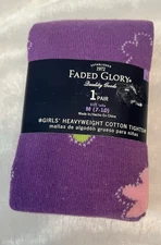 Faded Glory Purple Heavyweight Cotton Tights Girls Size M (7-10)