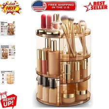 360-Degree Rotating Makeup Organizer with Adjustable Shelves for Stylish Storage
