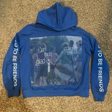 usedtobefriends Blue Pullover Hoodie Medium Graphic Print FW24
